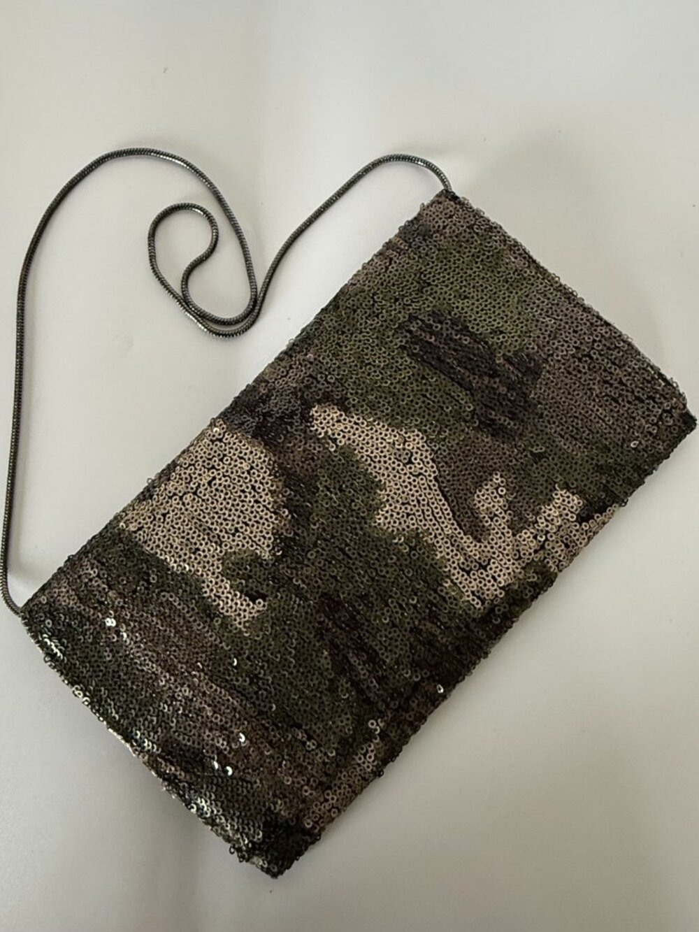 Camo Sequin Shoulder Bag/Clutch with Chain Strap